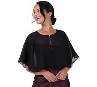 BlackButterfly Suave Boda Capa de noche Transparente Tela Cubrir Capa Chal (Negro, Talla única)