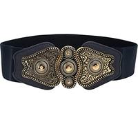 BlackButterfly Vintage Ancho Elástico Elástico Antiguo cruzada Cinturón (Azul oscuro, XXL)