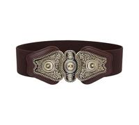 BlackButterfly Vintage Ancho Elástico Elástico Antiguo cruzada Cinturón (Marrón oscura, XL)