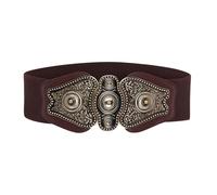 BlackButterfly Vintage Ancho Elástico Elástico Antiguo cruzada Cinturón (Marrón oscura, XXL)