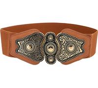 BlackButterfly Vintage Ancho Elástico Elástico Antiguo cruzada Cinturón (Marrón, XXL)