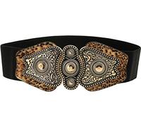 BlackButterfly Vintage Ancho Elástico Elástico Antiguo cruzada Cinturón (Negro - Leopardo, M)