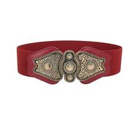 BlackButterfly Vintage Ancho Elástico Elástico Antiguo cruzada Cinturón (Rojo, M)