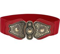 BlackButterfly Vintage Ancho Elástico Elástico Antiguo cruzada Cinturón (Rojo, S)