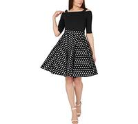 BlackButterfly Vintage De Lunares Estilo De Los 50 Falda Acampanada (Negro, 5XL)