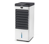 BlackDeckerBXAC50E Climatizador evaporativo, ventilador, humidificador, purificador, 4 contenedores de hielo, 5L, 3 velocidades, 3 modos, oscilante, control remoto, temporizador 7.5h, ruedas, 75W, Blanco