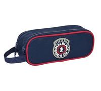 Blackfit8 Authentic - Portatodo Doble, Tejido Reciclable, Estuche Infantil, Estuche Niño, Ideal para Niños en Edad Escolar, Cómodo y Versátil, Calidad y Resistencia, 21x6x8 cm, Color Azul Marino