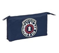 Blackfit8 AUTHENTIC - Portatodo Triple, Tejido Reciclable, Estuche Infantil, Estuche Niño, Ideal para Niños en Edad Escolar, Cómodo y Versátil, Calidad y Resistencia, 22x3x12 cm, Color Azul Marino