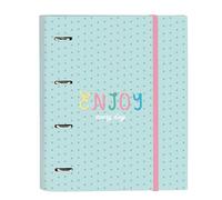 BlackFit8 ENJOY - Carpeta 4 Anillas de 35 cm con 100 Hojas A4, Ideal para Niños de Diferentes Edades, Cómoda y Versátil, Calidad y Resistencia, 27x3.5x32 cm, Color Verde Menta Pastel