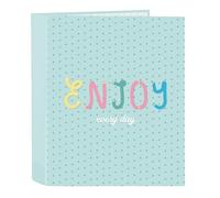 BlackFit8 ENJOY - Carpeta Folio 4 Anillas, Ideal para Niños de Diferentes Edades, Cómoda y Versátil, Calidad y Resistencia, 27x6x33 cm, Color Verde Menta Pastel