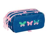 BLACKFIT8 MARIPOSAS - Portatodo Triple Big, Estuche Infantil, Estuche Niño, Ideal para Niños en Edad Escolar, Cómodo y Versátil, Calidad y Resistencia, 21.5x8x10 cm