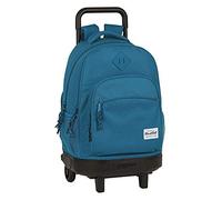 Blackfit8 Mochila Safta Escolar con Carro Incluido y Espalda Acolchada Egeo, 330x220x450mm - Mango telescópico|Ligera - Color azul
