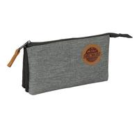BLACKFIT8 Old School - Portatodo Triple, Tejido Reciclable, Estuche Infantil, Estuche Niño, Ideal para Niños en Edad Escolar, Cómodo y Versátil, Calidad y Resistencia, 22x3x12 cm