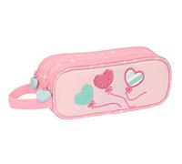 Blackfit8 - Portatodo Doble, Tejido Reciclable, Estuche Infantil, Estuche Niño, Ideal para Niños en Edad Escolar, Cómodo y Versátil, Calidad y Resistencia, 21x6x8 cm, Color Rosa