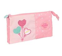 Blackfit8 - Portatodo Triple, Tejido Reciclable, Estuche Infantil, Estuche Niño, Ideal para Niños en Edad Escolar, Cómodo y Versátil, Calidad y Resistencia, 22x3x12 cm, Color Rosa