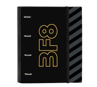 BlackFit8 ZONE - Carpeta 4 Anillas de 35 cm con 100 Hojas A4, Ideal para Niños de Diferentes Edades, Cómoda y Versátil, Calidad y Resistencia, 27x3.5x32 cm, Color Negro