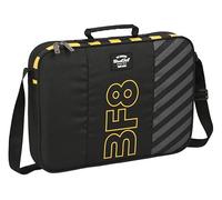 BlackFit8 ZONE - Cartera Extraescolares, Tejido Reciclable, Maletín Portatodo, Bandolera, Cómoda y Versátil, Calidad y Resistencia, 38x6x28 cm, Color Negro