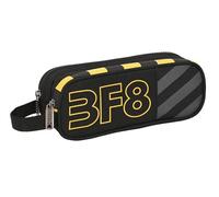 Blackfit8 Zone - Portatodo Doble, Tejido Reciclable, Estuche Infantil, Estuche Niño, Ideal para Niños en Edad Escolar, Cómodo y Versátil, Calidad y Resistencia, 21x6x8 cm, Color Negro