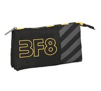 Blackfit8 Zone - Portatodo Triple, Tejido Reciclable, Estuche Infantil, Estuche Niño, Ideal para Niños en Edad Escolar, Cómodo y Versátil, Calidad y Resistencia, 22x3x12 cm, Color Negro