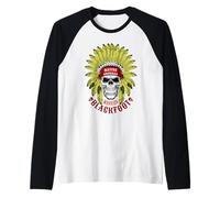 Blackfoot Native American Warrior Art Ropa indígena Camiseta Manga Raglan