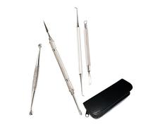 Blackhead Remover Kit de 4 piezas - Kit eliminador espinillas puntos negros, profesional, en acero inoxidable. Con funda by DELIAWINTERFEL