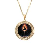 Blacklight - Collar de diamantes para meditación de yoga de siete chakras, collar conmemorativo para pareja, cadena de aleación de 20 pulgadas, collar con colgante de foto personalizada para
