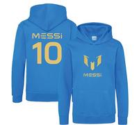 BlackMacaw Sudadera con capucha para niños, inspirada en Lionel Messi, de fútbol, para niños y niñas, 3-13 años, número 10#10, zafiro, 7-8 Años
