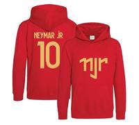 BlackMacaw Sudadera Neymar Jr para niños inspirada en fútbol con capucha Merch Neymar Jr para niños y niñas Regalo Top camiseta 5-13 años Número 10# 10, rosso, 9-11 años