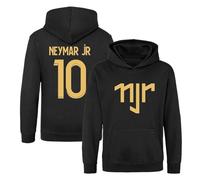BlackMacaw Sudadera Neymar Jr para niños inspirada en fútbol con capucha Neymar Jr Merch para niños y niñas Regalo Top camiseta 5-13 años Número 10# 10, Negro, 9-11 años