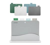 Blackmoor 68239 - Juego de 4 Tablas de Cortar, Accesorios Cocina con Índice Gris con Soporte/Pestañas Codificadas por Colores para Cortar Carne, Pescado, Frutas, Verduras y Más