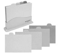 Blackmoor Juego de 4 Tablas de Cortar / Estilo índice para la preparación de Verduras, Carnes, Pescados y Alimentos Precocinados / Antideslizante con Elegante Acabado Efecto Mármol Gris