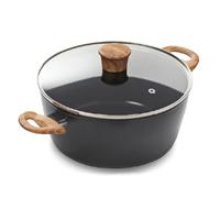 Blackmoor Sherwood Classic Range 65299 - Olla con tapa de cristal templado, antiadherente, con revestimiento de cerámica, mango de efecto madera, sin PFAS, apta para todo tipo de fuegos, 24 cm