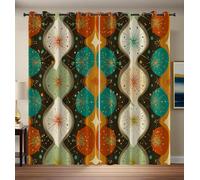 Blackout Curtains Negro Opacas Cortinas Dormitorio Simétrico Geométrico con Ojales Estilo Abstracto Medieval Suaves Termicas Aislantes Frio y Calor Cortinas 117x137cm 2 Paneles