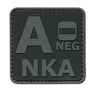 Blackout Subdued ANEG A- NKA Blood Type No Known Allergies Tactical Morale PVC Rubber Fastener Patch