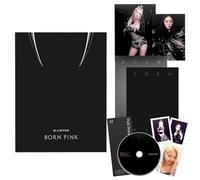 BLACKPINK - BORN PINK 2nd ALBUM (BLACK Ver.) Package Box + CD + Photobook + Accordion Lyrics Paper + Random Postcard + 2 Pin Badges + 4 Extra Photocards Official K-POP Sealed Album