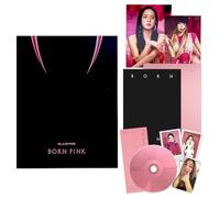 BLACKPINK - BORN PINK 2nd ALBUM (PINK Ver.) Photobook + Accordion Lyrics Paper + Random Postcard + 2 Pin Badges + 4 Extra Photocards Official K-POP Sealed Album