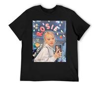 Blackpink - Camiseta de manga corta de algodón con hombros caídos, relajada, Negro, L