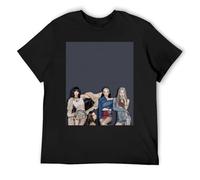 Blackpink - Juego de 3 camisetas básicas de algodón de manga corta y cuello redondo para artículos esenciales de armario, Negro, M