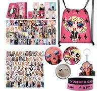 Blackpink Rosé Set de regalo, artículo para fans de Rosie, set de regalo para intermitente, Kpop Blackpink Rose Merchandise Rosé APT Mochila Pequeña Tarjeta Llavero, Pegatinas Number One Girl pulsera