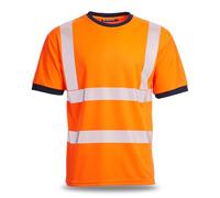 Blackrock Camiseta Eco+ Hi-Vis, color naranja para la industria ferroviaria, poliéster reciclado GRS, protección SPF50+, superficie de trabajoropa de trabajo EN20471 clase 2, talla XXL