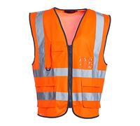 Blackrock Naranja Premium Hi Vis Chaleco Con Bolsillos, ID Pouch & Key Loop, Mens Womens Reflective High Vis Vests with Pockets & Secure Zip, Safety Vest Security Clothing, Fully EN Certified
