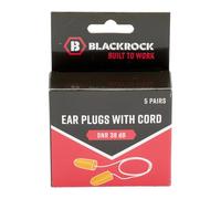 Blackrock Paquete de 5 Tapones de Oído de Espuma con Cordón, SNR39db, Reutilizables, Protección/Defensores para el Trabajo, Para Adultos, Defensores en el Oído