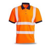 Blackrock Polo de alta visibilidad Eco+, poliéster GRS reciclable naranja para la industria ferroviaria, protección SPF50+, ropa de trabajo y de seguridad, EN20471 clase 2, talla XXL