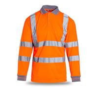 Blackrock Polo de seguridad de alta visibilidad Manga Larga, Industria Ferroviaria Naranja, Ropa de Trabajo Utilitaria y de Seguridad, Vestuario Laboral de Alta Visibilidad EPI, EN20471 Clase 3
