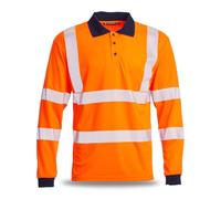Blackrock Polo Eco+ Hi-Vis de manga larga, poliéster reciclable GRS naranja para la industria ferroviaria, ropa de trabajo y seguridad SPF50+, ropa de trabajo y , EN20471 clase 2, talla 5XL