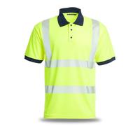 Blackrock Polo Eco+ Hi-Vis, poliéster reciclable GRS amarillo, protección SPF50+, camiseta, ropa de trabajo y de seguridad, ropa de trabajo de alta visibilidad, y , EN20471 clase 2, talla mediana