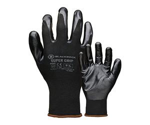 Blackrock Super Grip Guantes de Trabajo, Nitrilo Negro, Hombres y Mujeres, Tejados, Almacén, Finos, Bricolaje, Jardinería, Exterior, Guantes de Trabajo de Seguridad