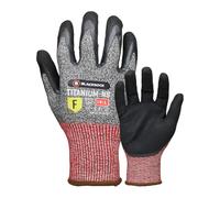 Blackrock Titanium Máxima Resistencia al Corte Nivel F Arena Nitrilo Agarre Aceitoso Guantes de Trabajo de Seguridad, Casi a Prueba de Cuchillos, Para Tallar, Para Hombres Mujeres, Max Cut 5+, Metal
