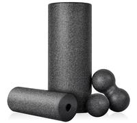 Blackroll - Juego de rodillos para fascia con bola de fascia, mini rollo de fascia pequeño y doble para yoga, entrenamiento de fascia, color negro