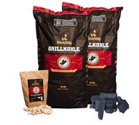 BlackSellig 20 kg de carbón para carne + 50 unidades de madera pura Quebracho natural - perfecta calidad de restaurante